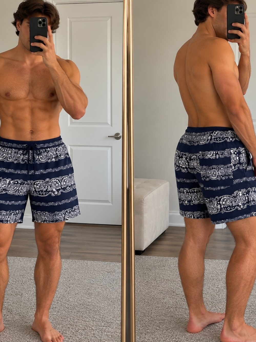 H&M Divided Navy Paisley Shorts – Size Small
